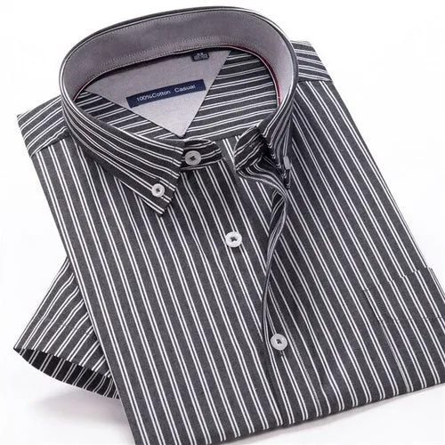 100% cotton plaid short sleeved shirt Men's summer