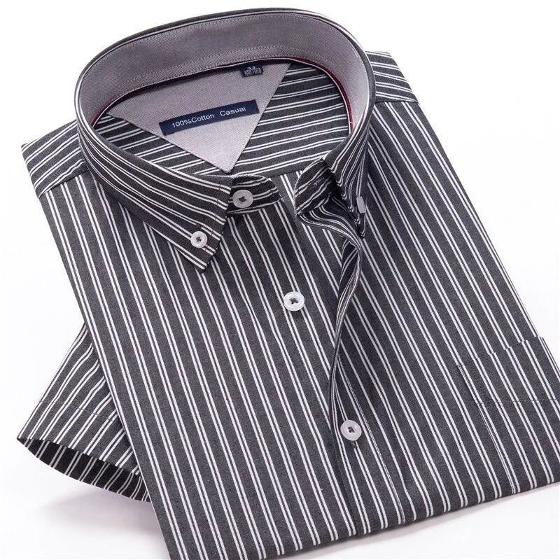 100% cotton plaid short sleeved shirt Men's summer