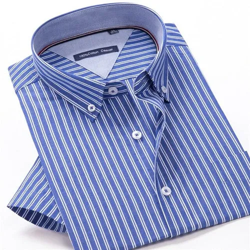 100% cotton plaid short sleeved shirt Men's summer