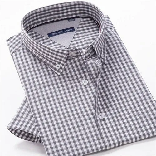 100% cotton plaid short sleeved shirt Men's summer