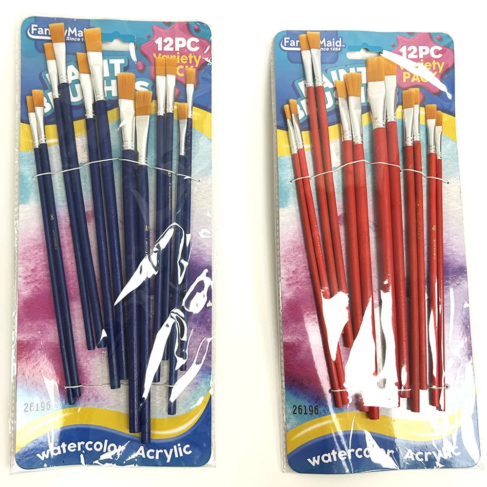 12 Pc Artist Paint Brush Set Watercolor Acrylic Painting Pointed Brushes Crafts