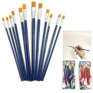 12 Pc Artist Paint Brush Set Watercolor Acrylic Painting Pointed Brushes Crafts