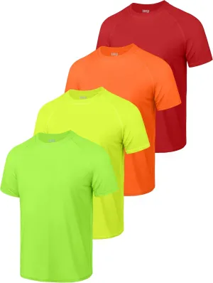 4 Pack Boys' Rash Guard Youth Neon Shirts UPF 50  Short Sleeve Swim Shirts Quick Dry Sun Protection Rashguard for Kids