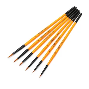 6 Piece Detail Paint Brush Set For Acrylic Watercolour Oil Models And Nails