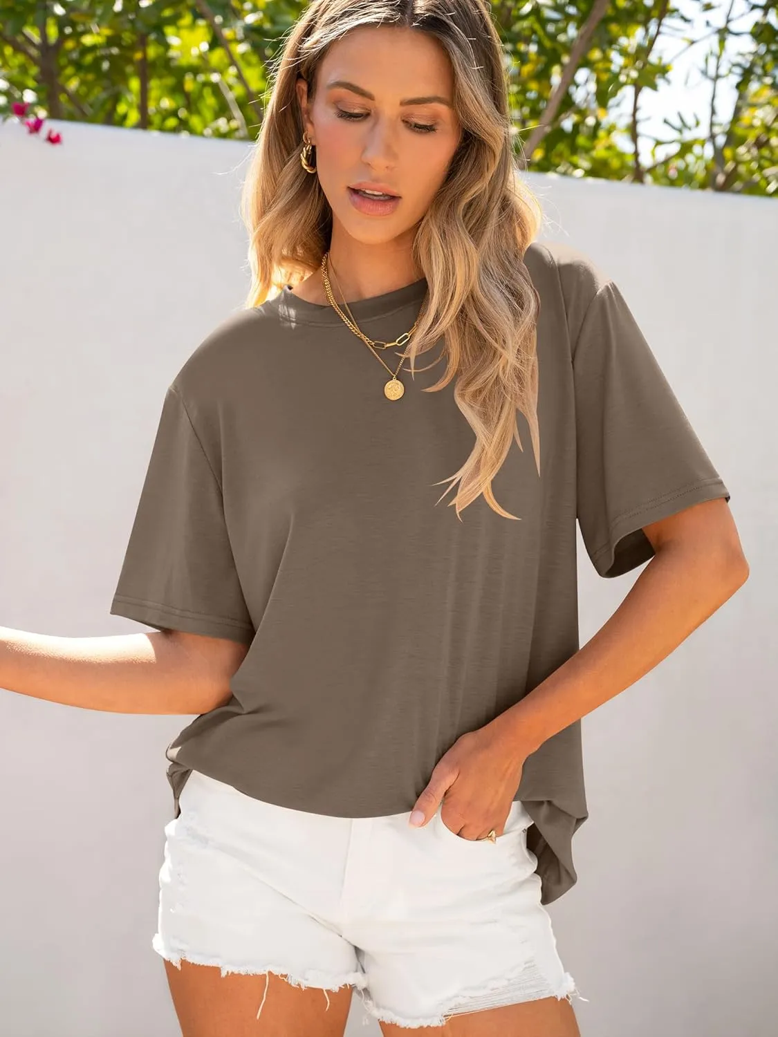 ANRABESS Womens Oversized T Shirts Short Sleeve Crewneck Tops Casual Loose Basic Tee Shirts 2025 Summer Trendy Outfits