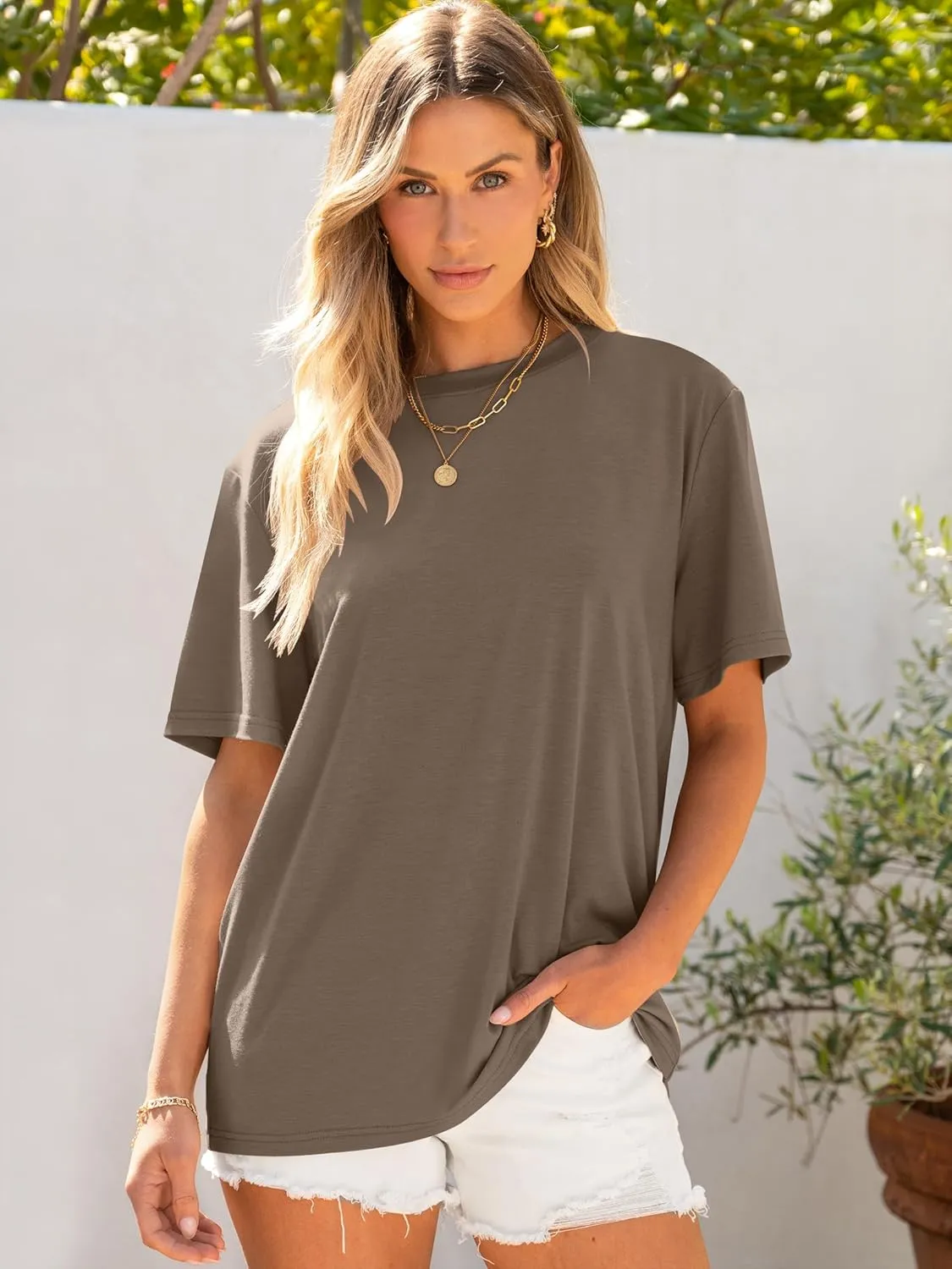 ANRABESS Womens Oversized T Shirts Short Sleeve Crewneck Tops Casual Loose Basic Tee Shirts 2025 Summer Trendy Outfits