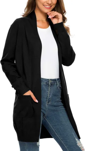 Anymiss Women's Spring Long Sleeve Fall Cardigan Open Front Knit Sweaters with Pockets