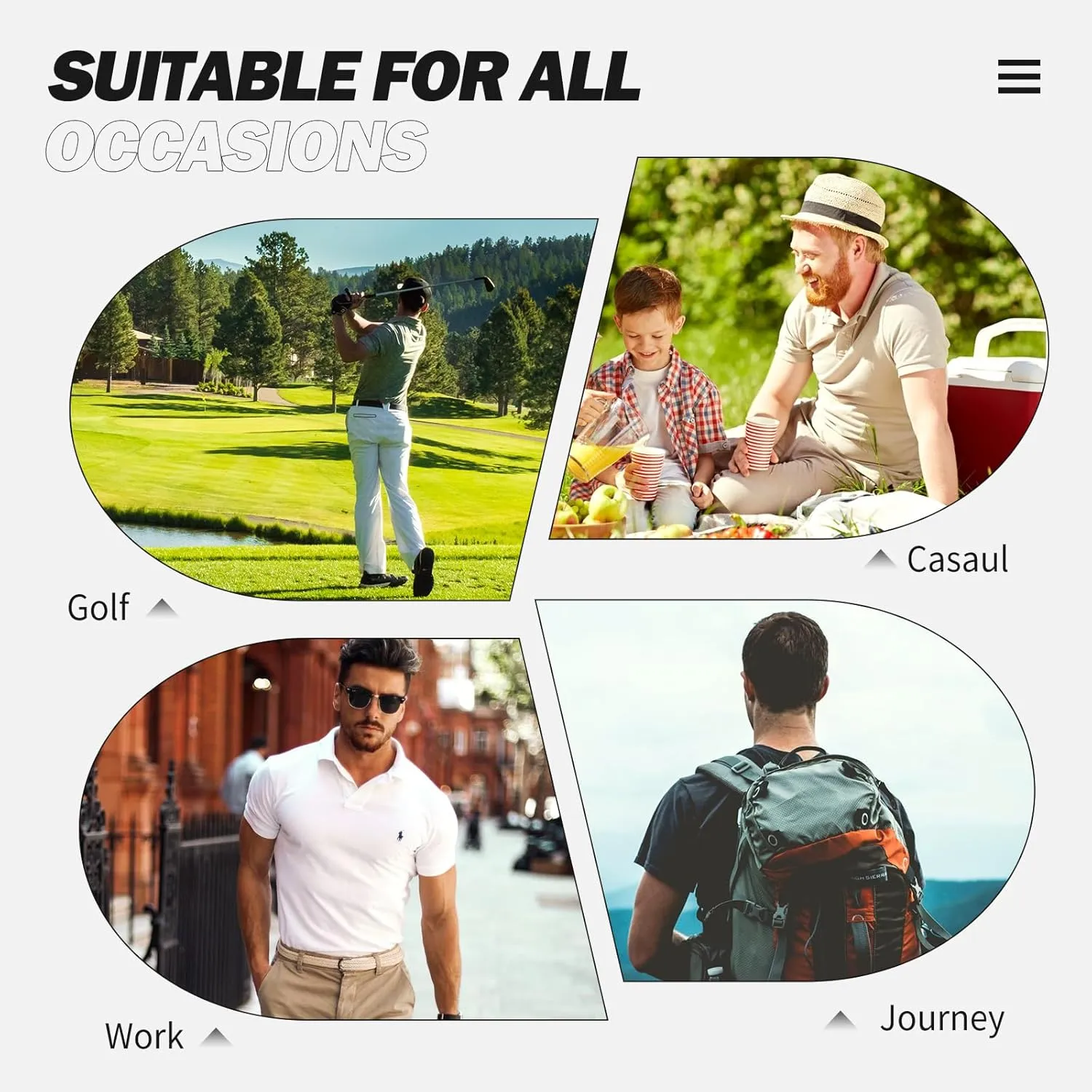 AOTORR Mens Polo Shirts Dry Fit Moisture-Wicking Performance Print Short Sleeve Golf Shirts for Men