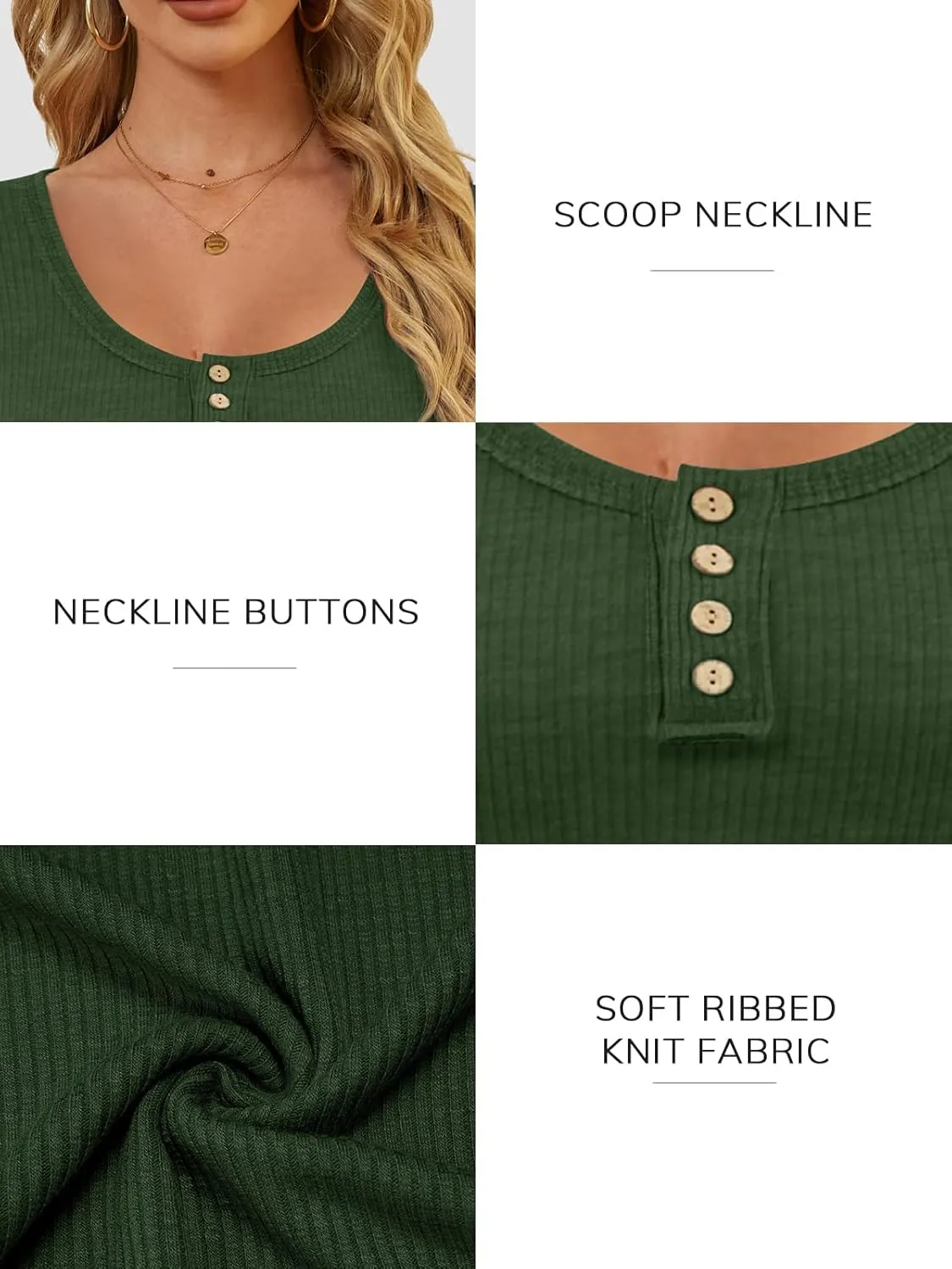 ATHMILE Women's Long Sleeve Shirts Casual Fall Henley Top Button Down Blouses Basic Ribbed Knit T Shirts 2025
