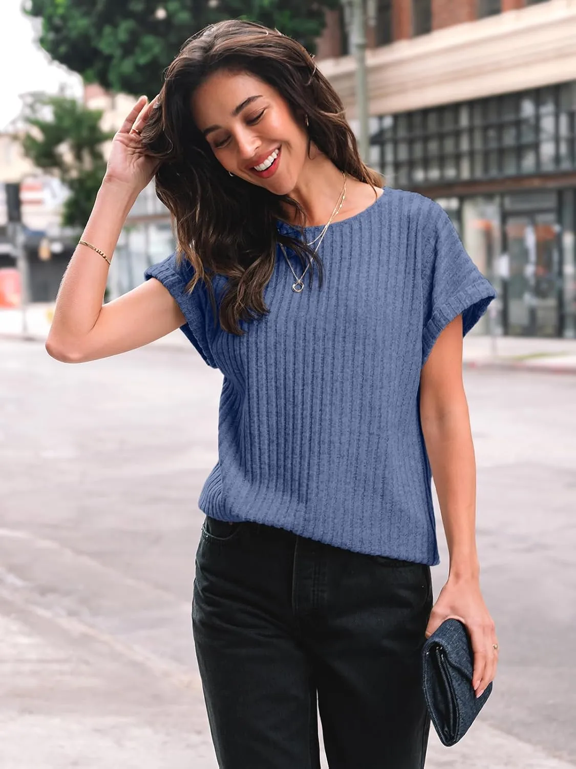 AUTOMET Women Shirts Summer Sweaters Regular Fit Short Sleeve Tunic Tops 2025 Dressy Casual Business Blouses