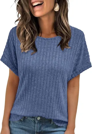 AUTOMET Women Shirts Summer Sweaters Regular Fit Short Sleeve Tunic Tops 2025 Dressy Casual Business Blouses