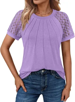 AUTOMET Womens Summer Tops Spring Shirts Trendy Vacation Outfits Short Sleeve Business Tshirts Fashion Casual Blouses