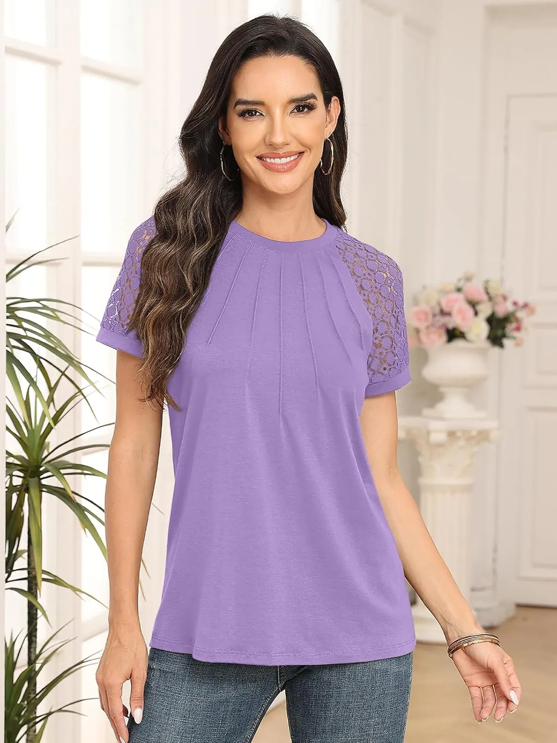 AUTOMET Womens Summer Tops Spring Shirts Trendy Vacation Outfits Short Sleeve Business Tshirts Fashion Casual Blouses