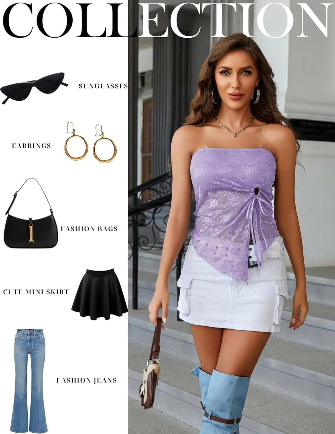 Avidlove Going Out Tops for Women Lace Camisole Y2k Tube Crop Tops Side Slit Bralettes Lingerie