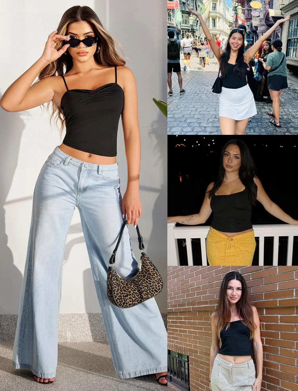 Avidlove Sexy Tank Tops for Women Cute Spaghetti Strap Crop Sleeveless Ruched Tube Top Basic Summer Going Out