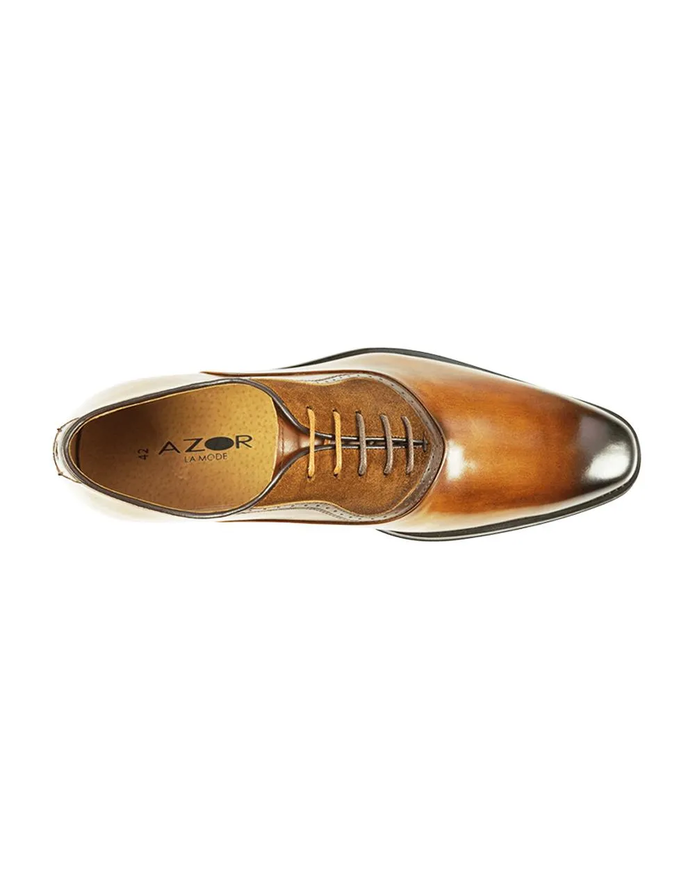 AZOR Mens Semi - Round Genoa Lace Up Shoes Tan UK 7 to UK 12