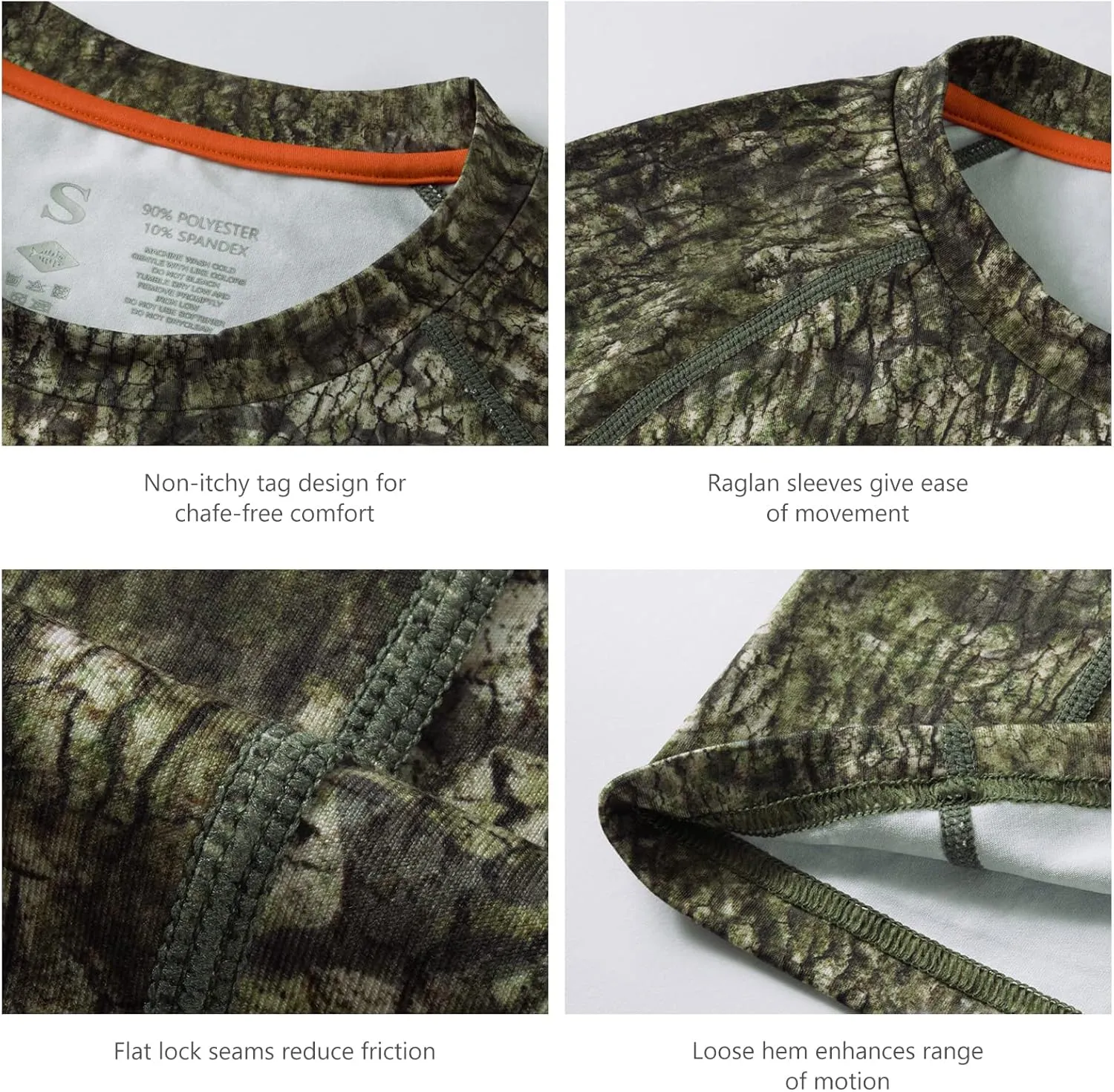 BASSDASH Men's Hunting Sun Shirt UPF 50 Lightweight Camo Performance Long Sleeve Stretch Fishing Hiking Tactical Tees