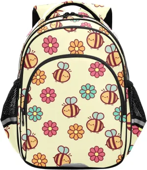 Bee Flowers Toddler Backpack for Boys Girls 3-8 School Bag for Elementary Bookbags for Preschool Kids Backpack for Kindergarten for tag2 15.3in