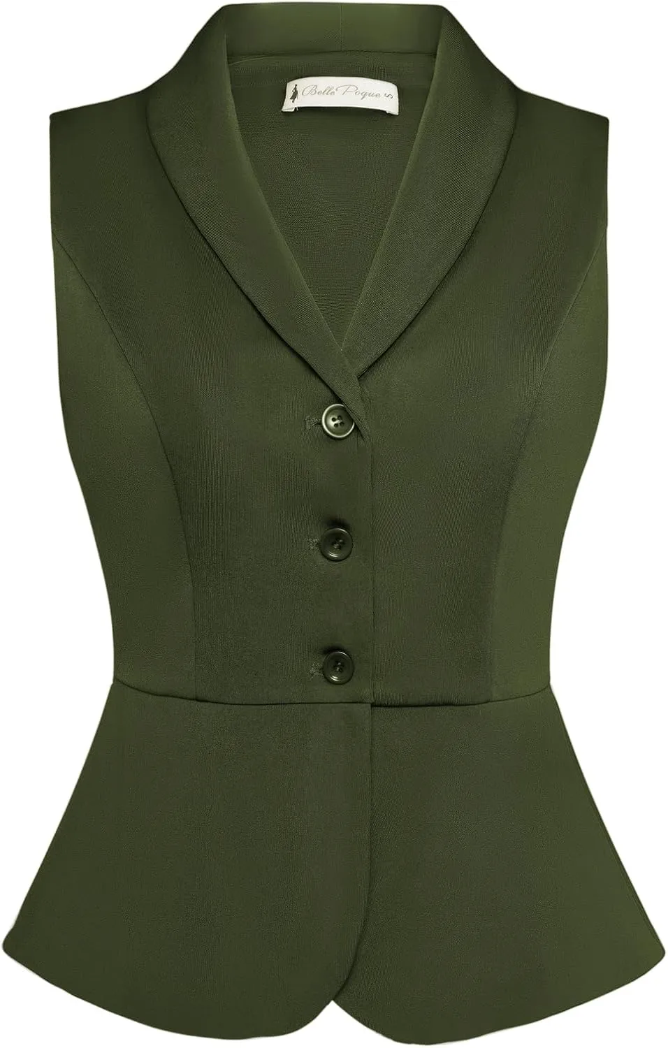 Belle Poque Women's Vintage Vest Top Lapel Collar Button Down Waistcoat V Neck Peplum Dressy Suit Vest for Shirts