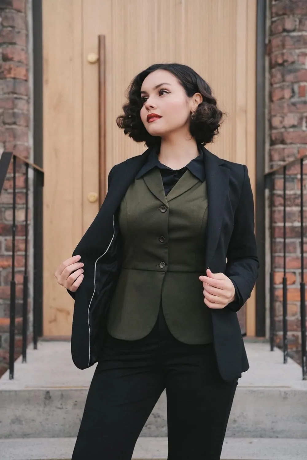 Belle Poque Women's Vintage Vest Top Lapel Collar Button Down Waistcoat V Neck Peplum Dressy Suit Vest for Shirts