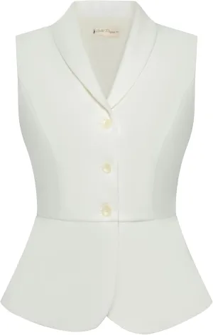 Belle Poque Women's Vintage Vest Top Lapel Collar Button Down Waistcoat V Neck Peplum Dressy Suit Vest for Shirts