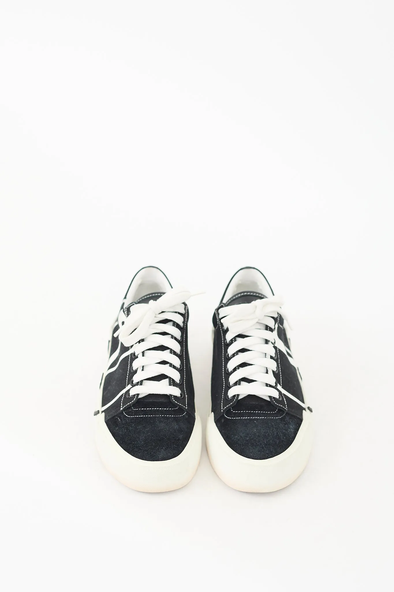 Black & White Canvas & Suede V Logo Sneaker