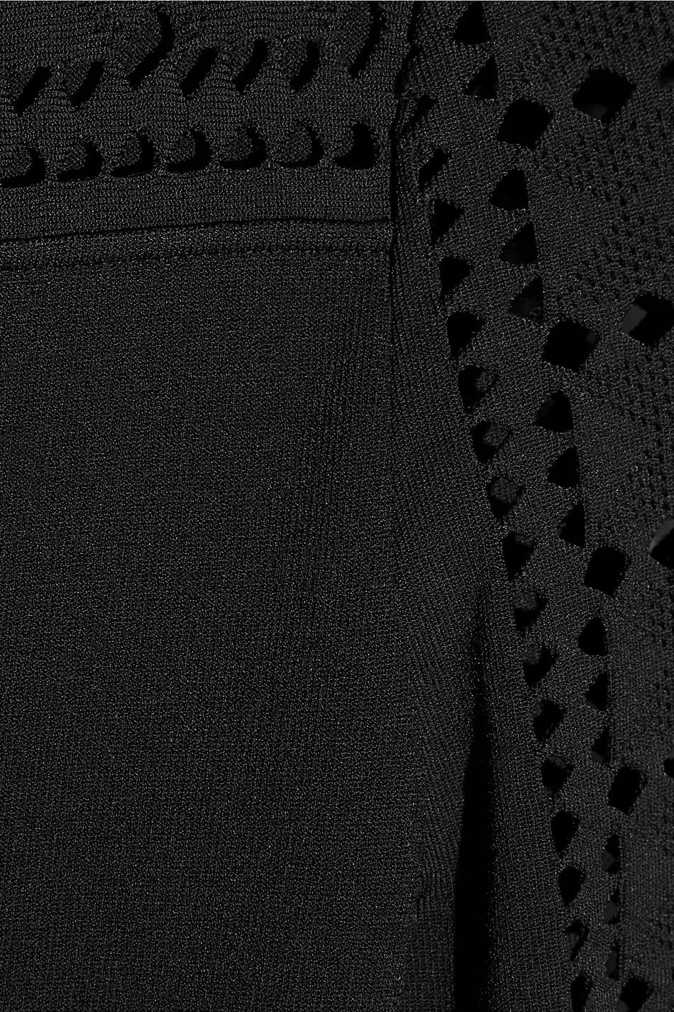 Black Laser Cut Crepe Mini Dress