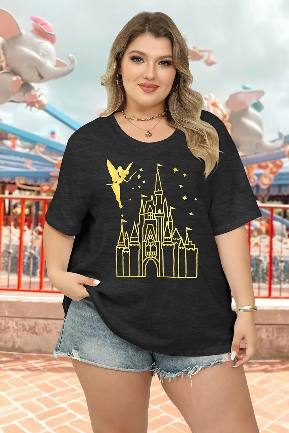 BLANCHES Plus Size Magical Shirt for Women Magic Kingdom Tshirt Castle Graphic Tee Vacation Short Sleeves Tops