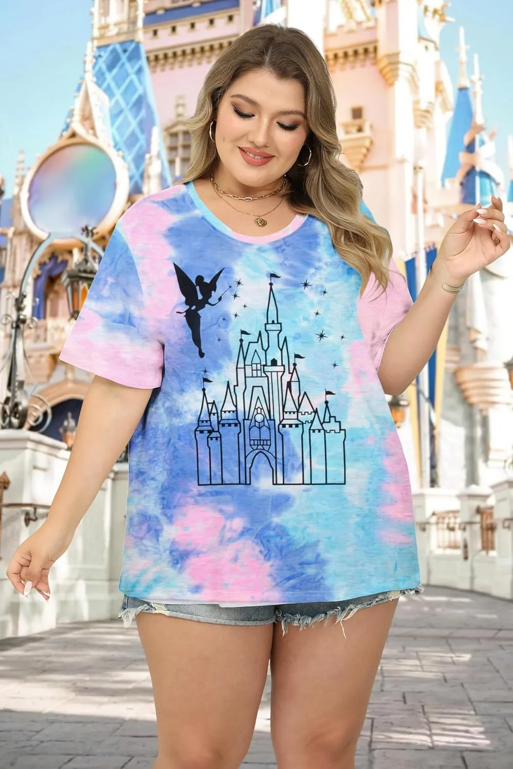 BLANCHES Plus Size Magical Shirt for Women Magic Kingdom Tshirt Castle Graphic Tee Vacation Short Sleeves Tops