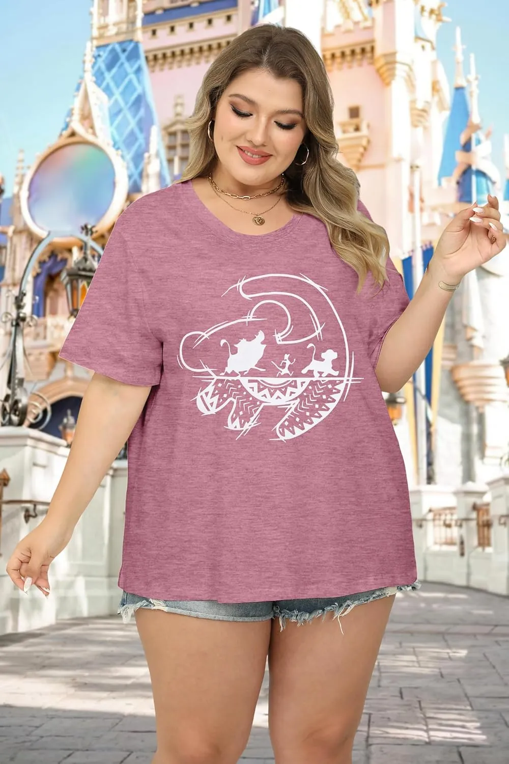 BLANCHES Plus Size Magical Shirt for Women Magic Kingdom Tshirt Castle Graphic Tee Vacation Short Sleeves Tops