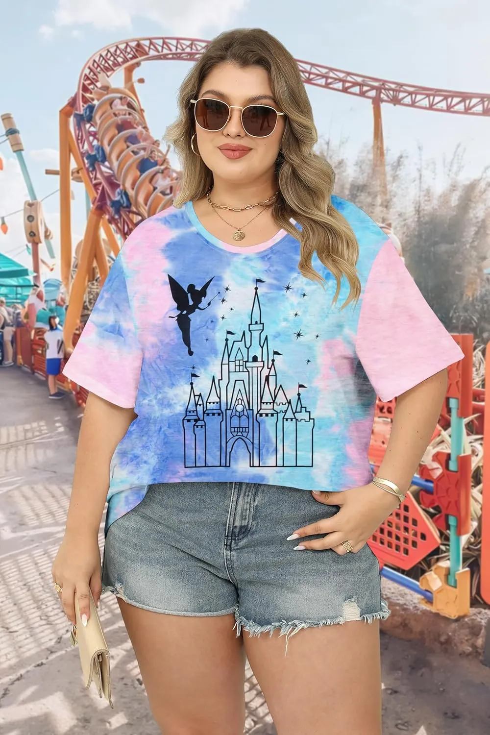 BLANCHES Plus Size Magical Shirt for Women Magic Kingdom Tshirt Castle Graphic Tee Vacation Short Sleeves Tops