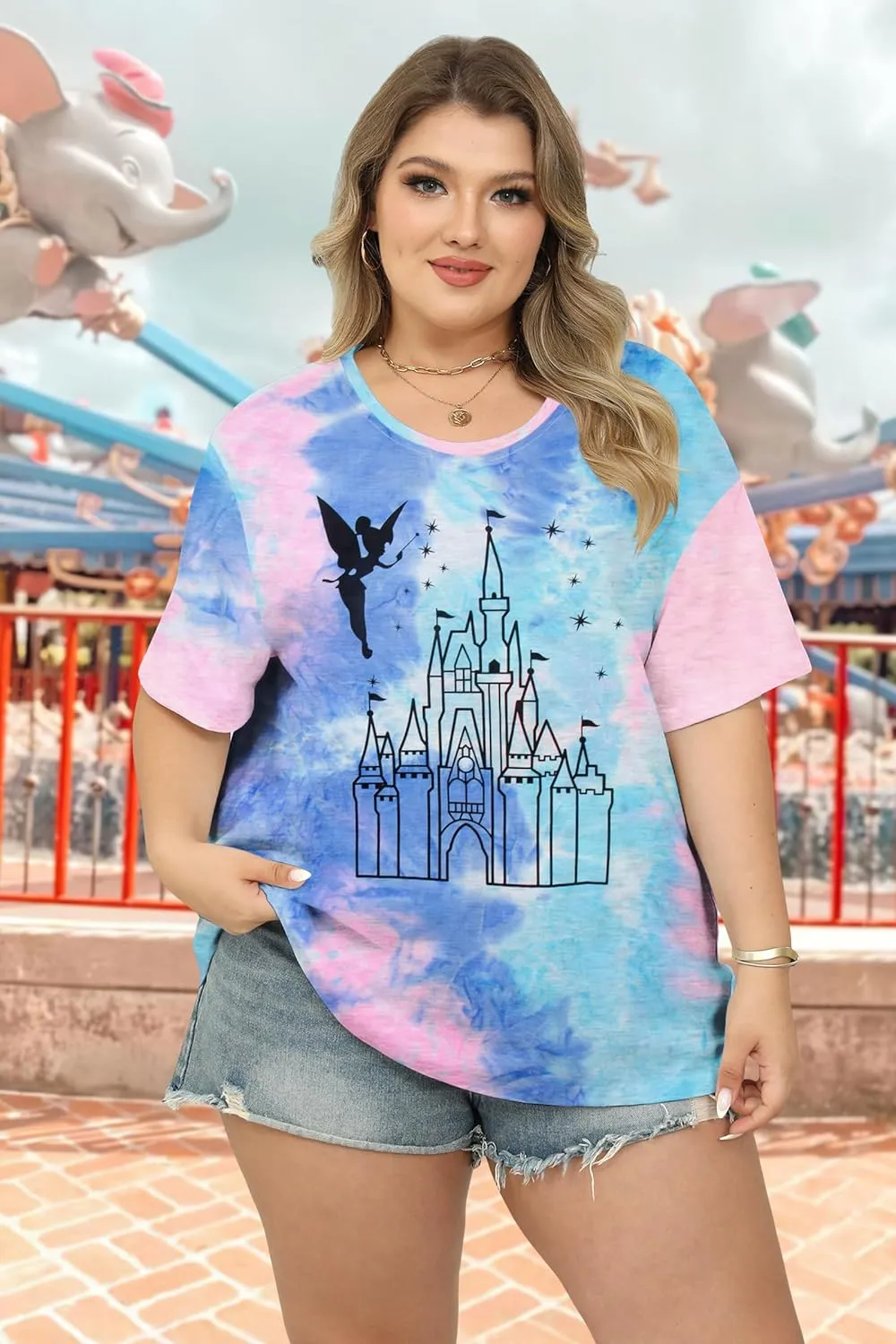 BLANCHES Plus Size Magical Shirt for Women Magic Kingdom Tshirt Castle Graphic Tee Vacation Short Sleeves Tops