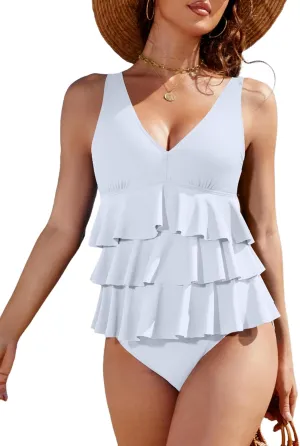 Blooming Jelly Womens One Piece Swimsuit Ruffle Tummy Control Modest Bathing Suit Full Coverage Retro Swim Dress Swimwear