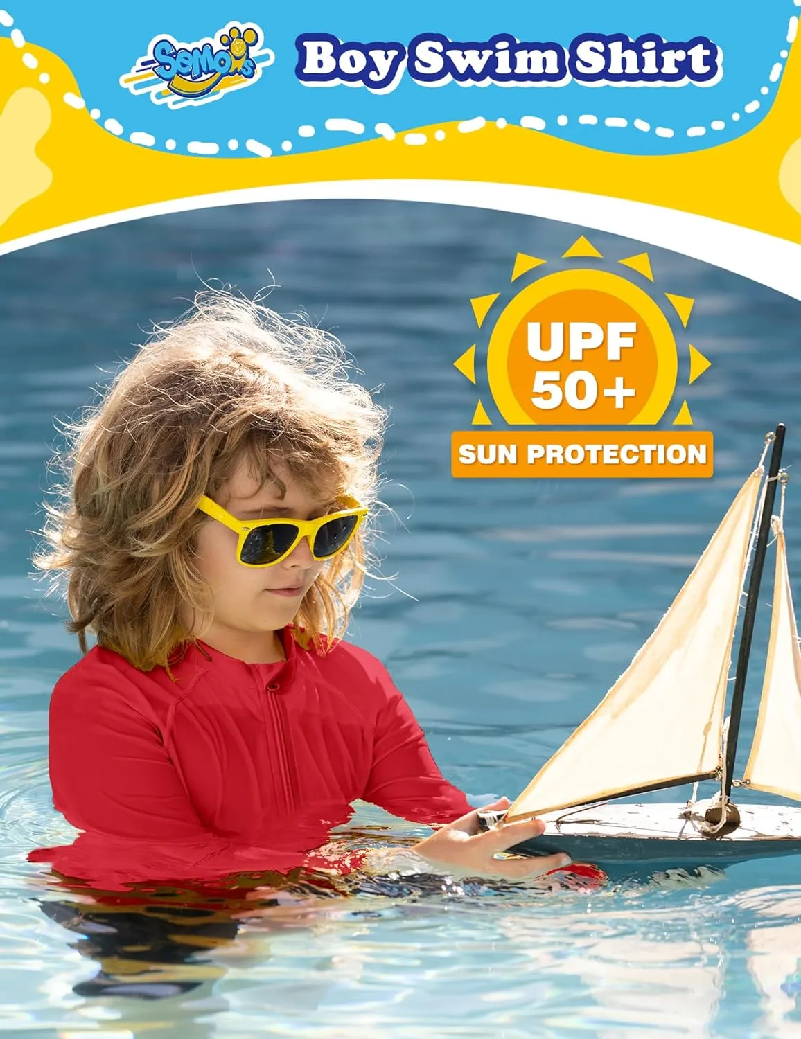 Boys UPF 50  Rash Guard Toddler Zipper Swim Shirts Long Sleeve Zip Up Sun Protection Rashguard Water Beach Shirts Quick Dry