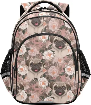 Bulldog Dog Rose Flower Toddler Backpack for Boys Girls 3-8 Bookbags for Preschool School Bag for Elementary Kids Backpack for Kindergarten for tag2 15.3in