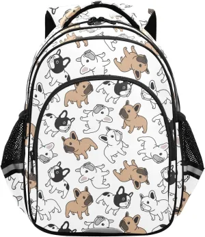 Bulldog Dog White Toddler Backpack for Boys Girls 3-8 School Bag for Elementary Bookbags for Preschool Kids Backpack for Kindergarten for tag2 15.3in