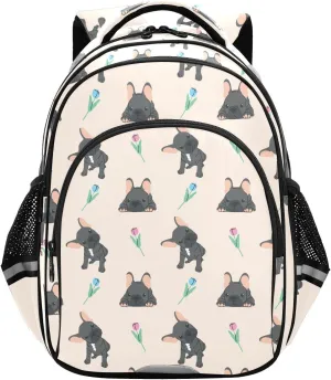 Bulldog Roses Dog Toddler Backpack for Boys Girls 3-8 School Bag for Elementary Kids Backpack for Kindergarten Bookbags for Preschool for tag2 15.3in