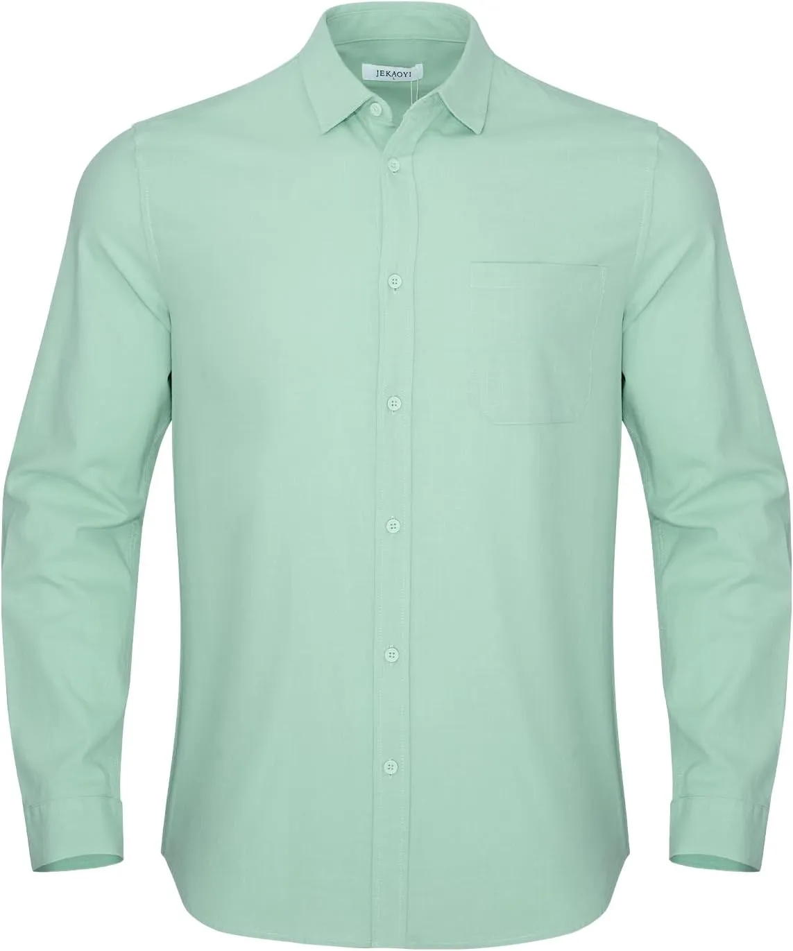 Button Down Linen Shirts for Men Casual Long Sleeve Regular Fit Cotton Beach Shirts with Pocket