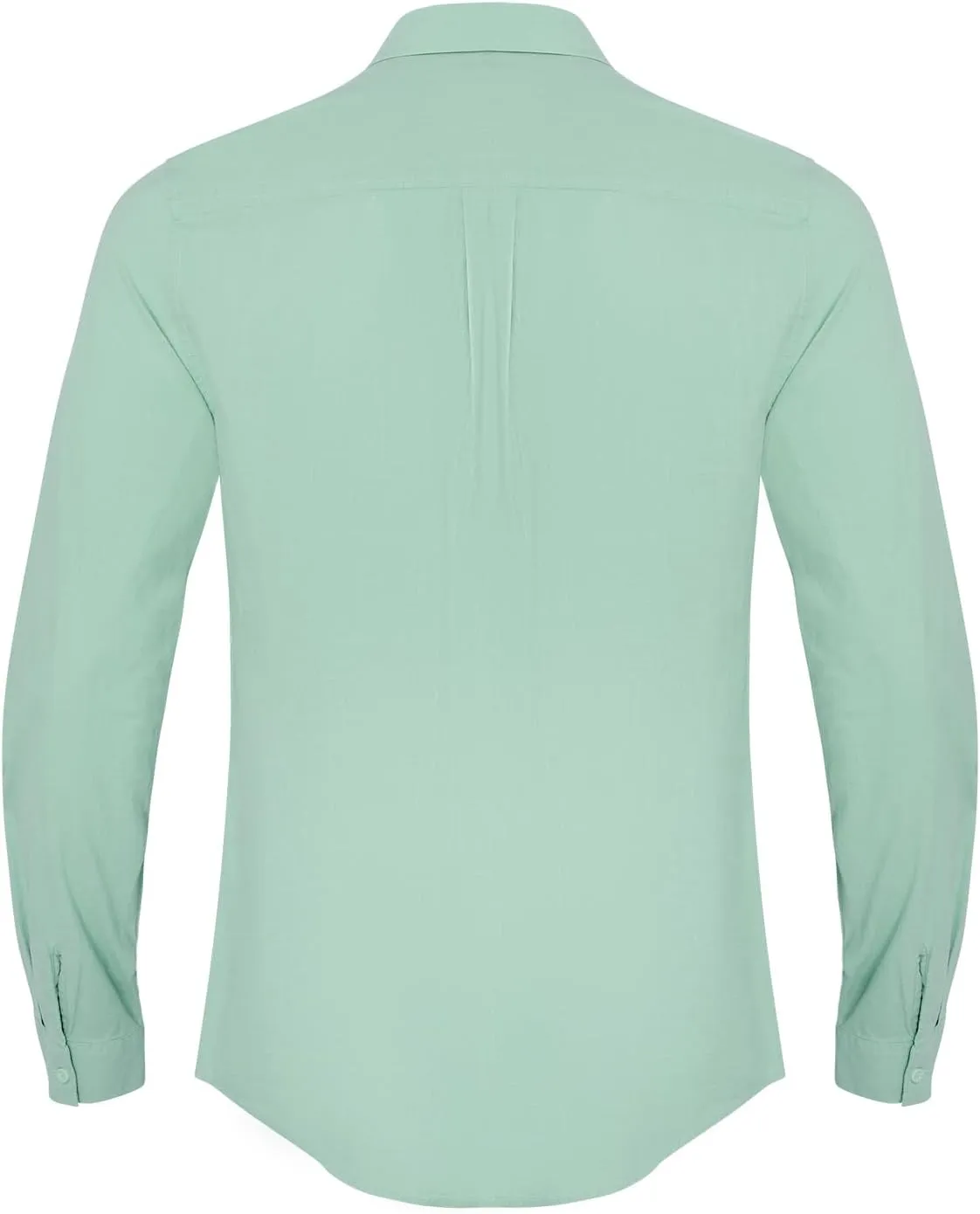 Button Down Linen Shirts for Men Casual Long Sleeve Regular Fit Cotton Beach Shirts with Pocket