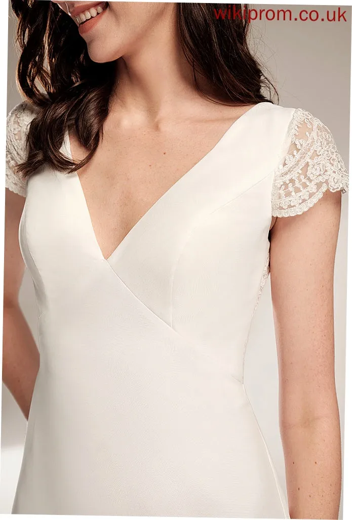 Carlee Wedding Dresses Wedding Lace Sweep Chiffon Train V-neck With Dress Sheath/Column