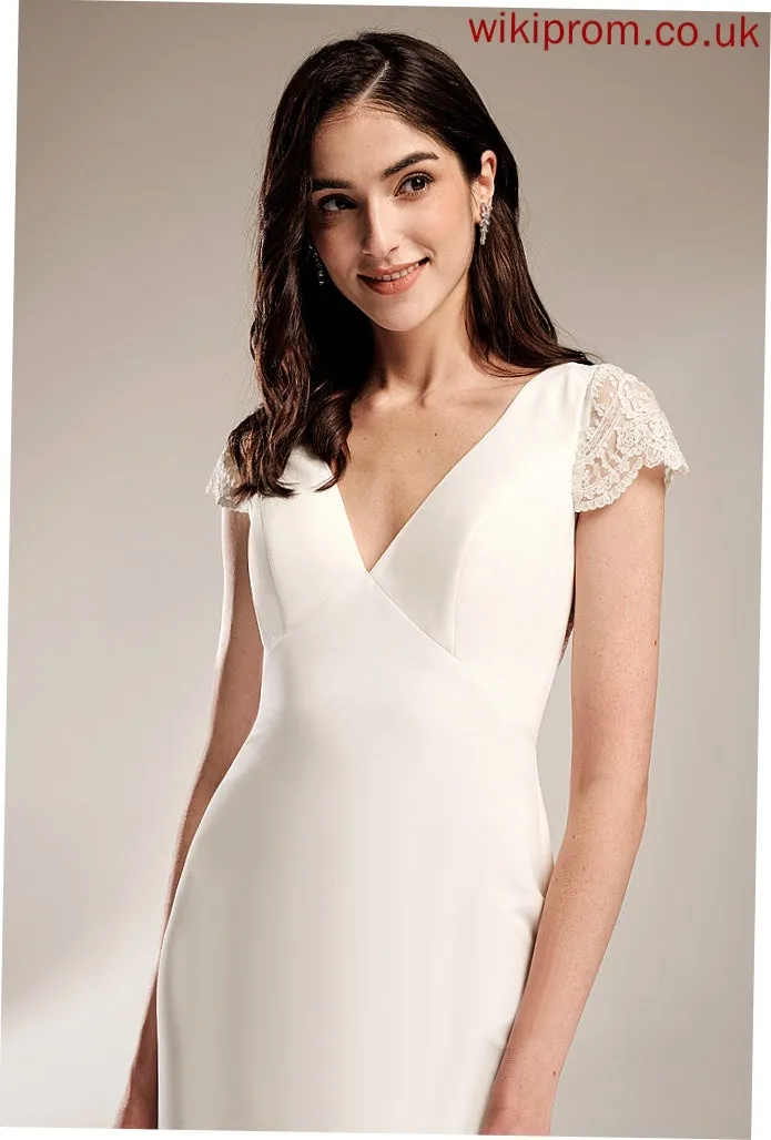 Carlee Wedding Dresses Wedding Lace Sweep Chiffon Train V-neck With Dress Sheath/Column