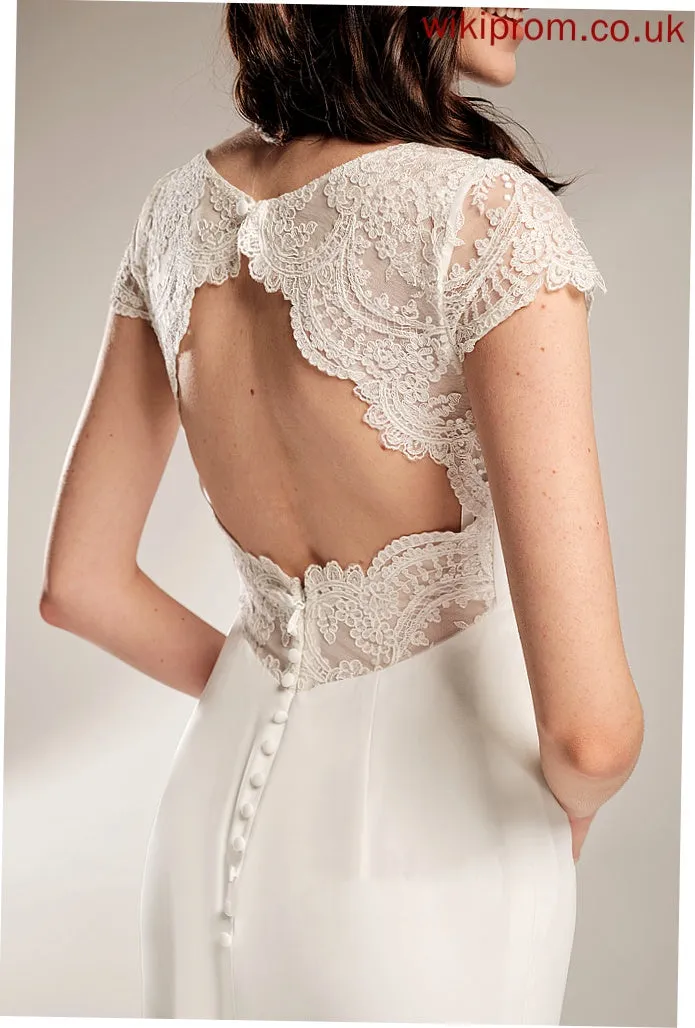 Carlee Wedding Dresses Wedding Lace Sweep Chiffon Train V-neck With Dress Sheath/Column