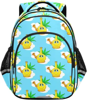 Cartoon Leaves Blue Toddler Backpack for Boys Girls 3-8 Bookbags for Preschool Kids Backpack for Kindergarten School Bag for Elementary 15.3in
