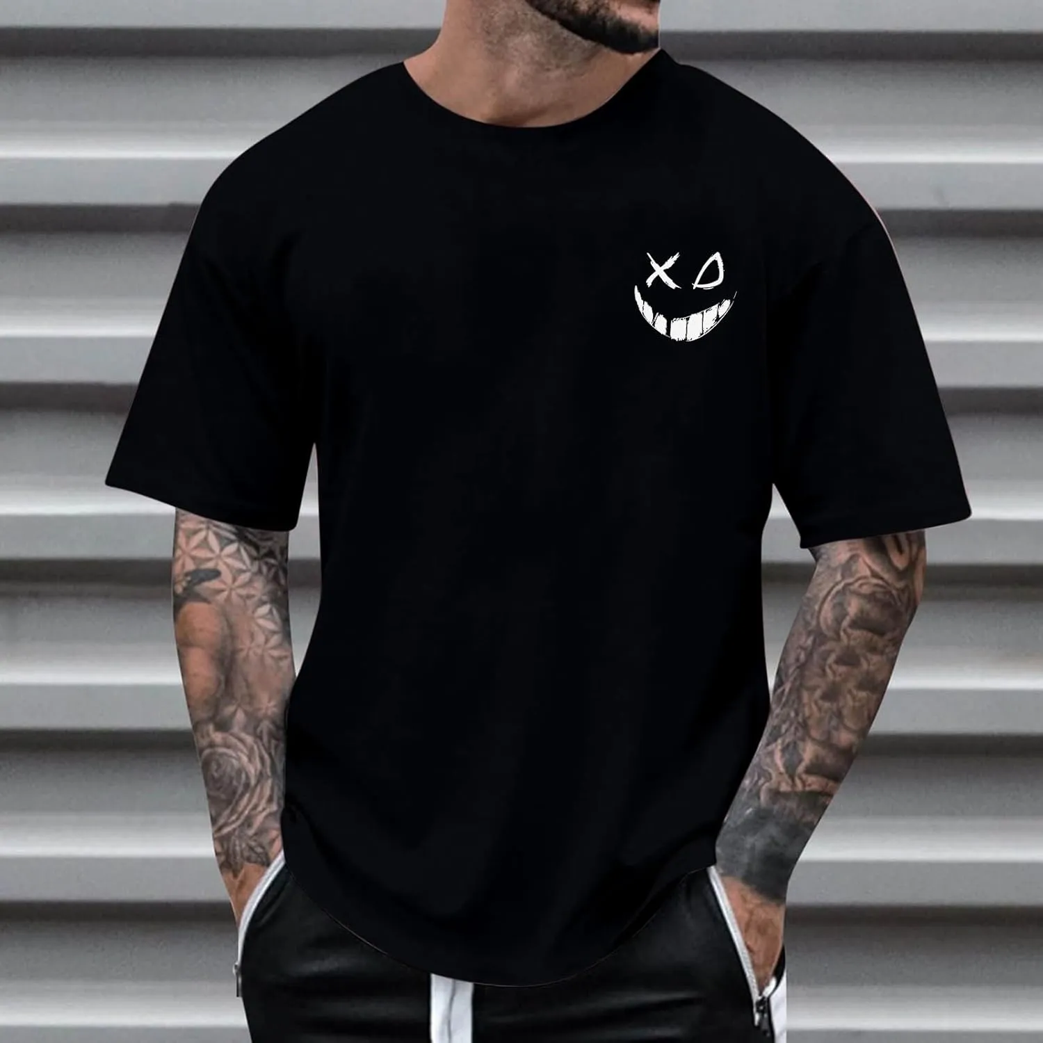 Casual Loose T Shirts for Men Summer Trendy Funny Print Short Sleeve Crewneck Pullover Lightweight Comfy Tees