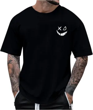 Casual Loose T Shirts for Men Summer Trendy Funny Print Short Sleeve Crewneck Pullover Lightweight Comfy Tees