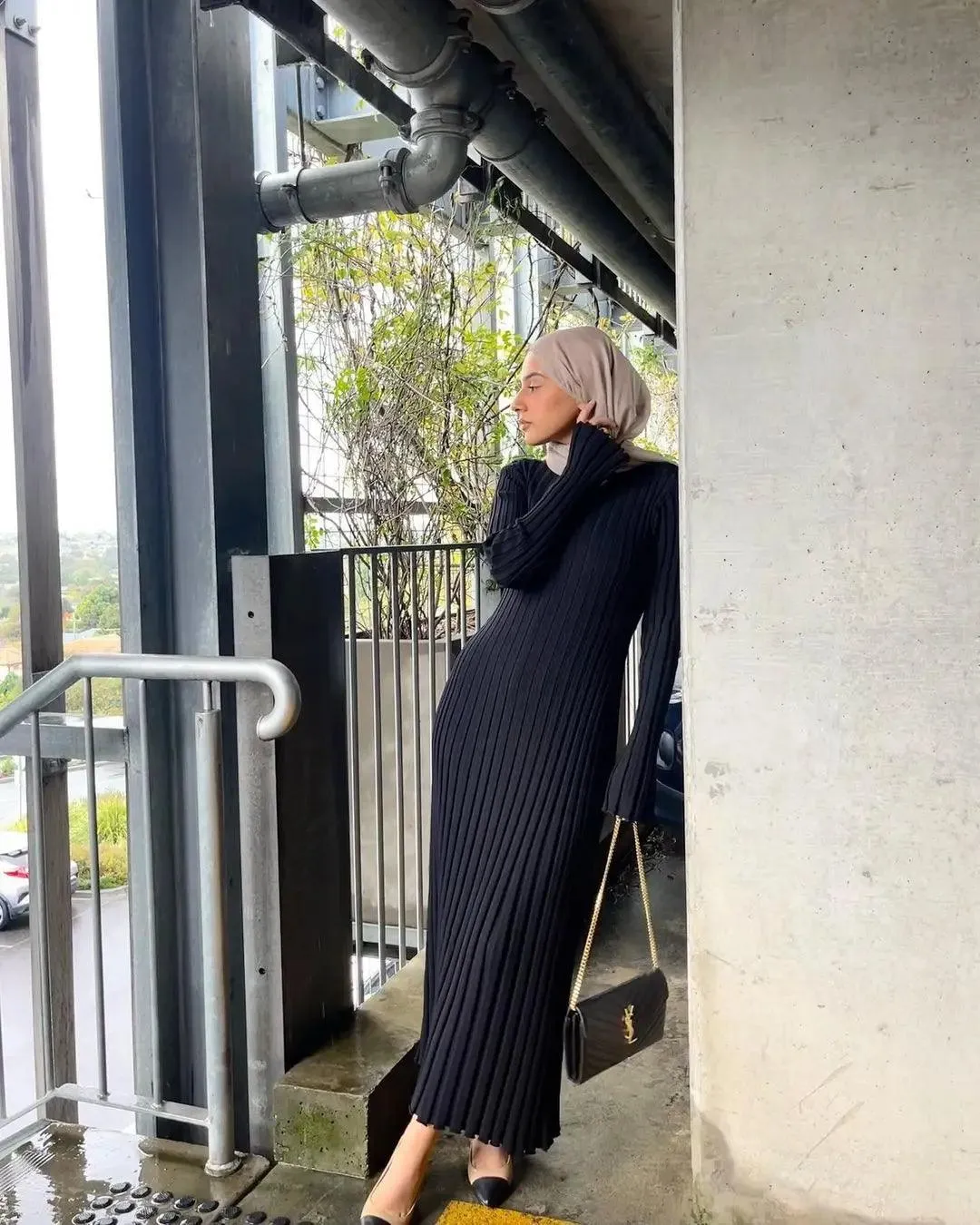 Casual V-neck Women Knitted Maxi Dress