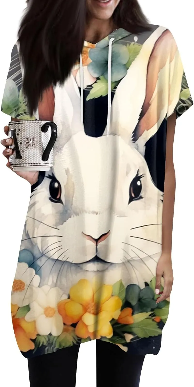 ChicCrate Women's Summer Oversized Hoodies Pullover Short Sleeve Solid Color Soft Loose Casual Shirt Tops with Pockets