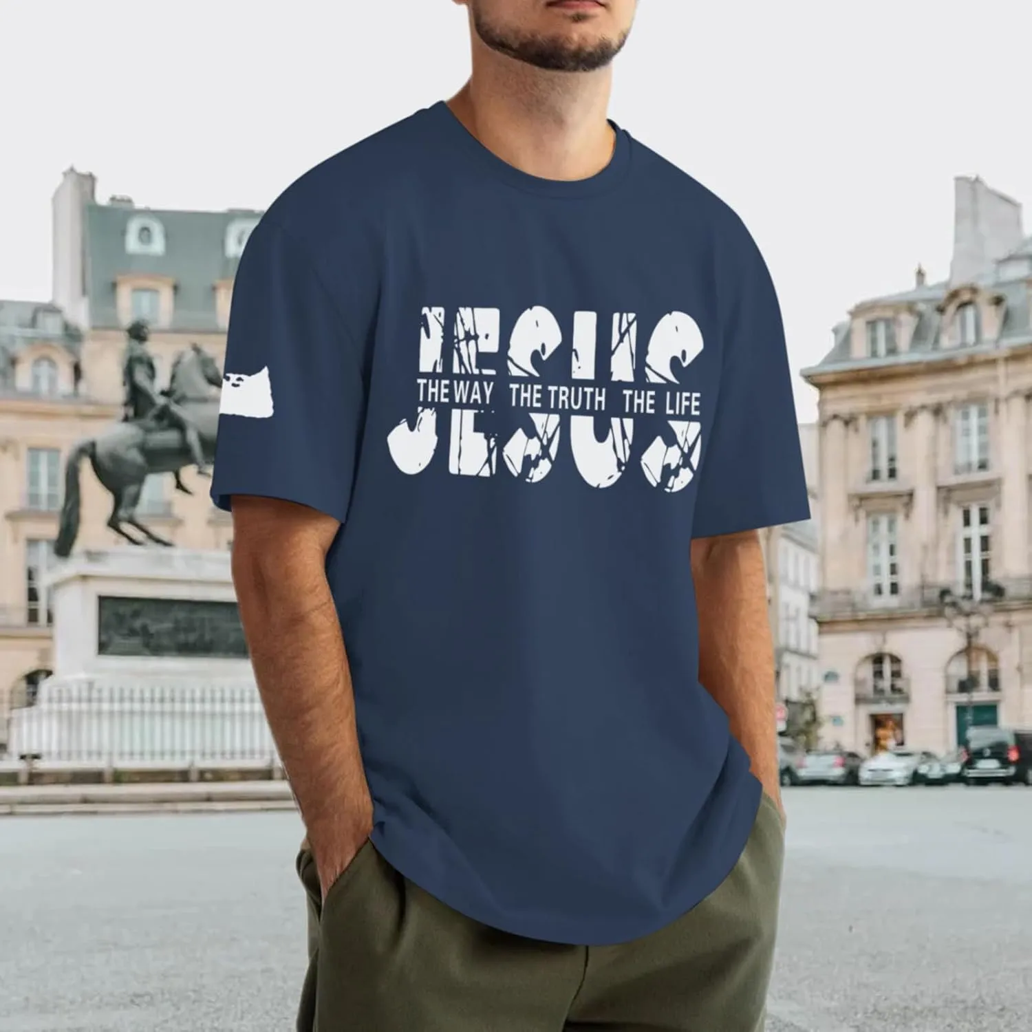 Christian Jesus Faith Shirts for Men God Religious Cross Bible Verse Inspirational Shirt Oversized Graphic Tees Tops