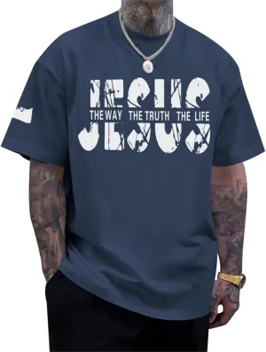 Christian Jesus Faith Shirts for Men God Religious Cross Bible Verse Inspirational Shirt Oversized Graphic Tees Tops