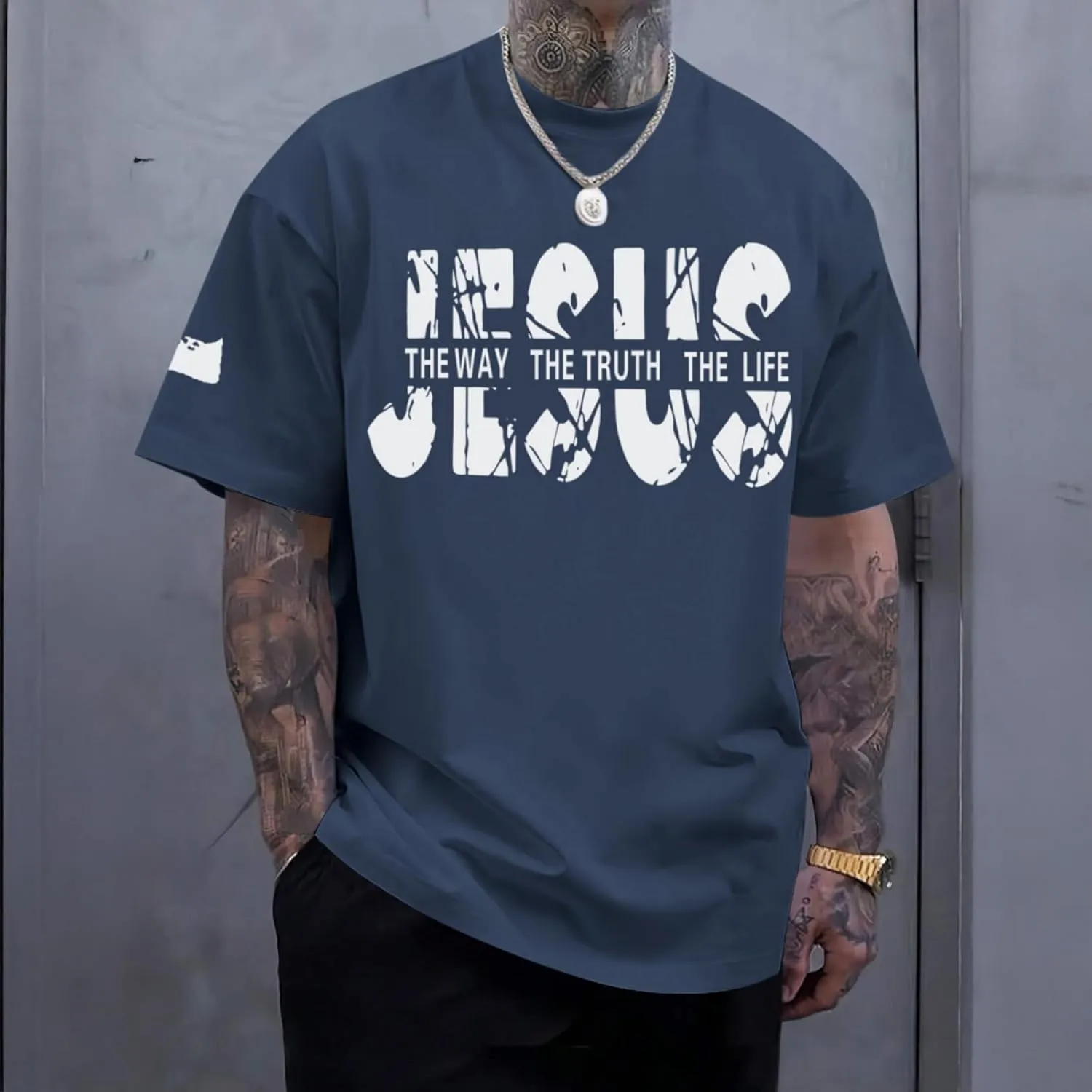 Christian Jesus Faith Shirts for Men God Religious Cross Bible Verse Inspirational Shirt Oversized Graphic Tees Tops